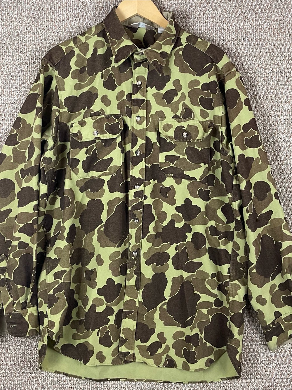 Vintage Cabela's Shirt XLT Frog Camouflage Camo Button Hunting Long Sleeve F117